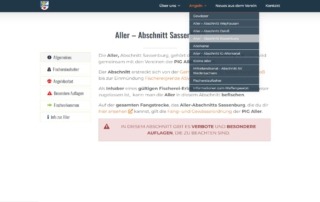 Screenshot - Unterseite "Aller - Abschnitt Sassenburg"
